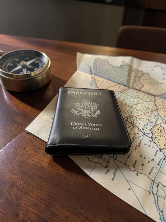 Laserette Leatherette Passport Wallet | Personalized Engraved Travel Gift