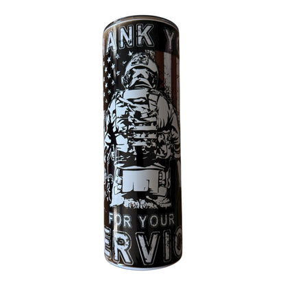 20 oz Skinny Tumbler – “Thank You Veterans” Graphic Design